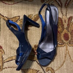 Etienne Aigner Navy Blue Slingback Heels